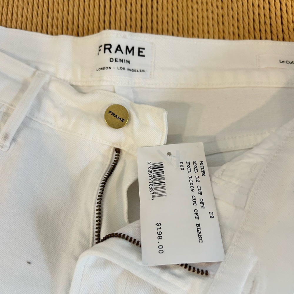 Frame Le Cutoff White Denim Cutoff Shorts - Picture 5 of 8